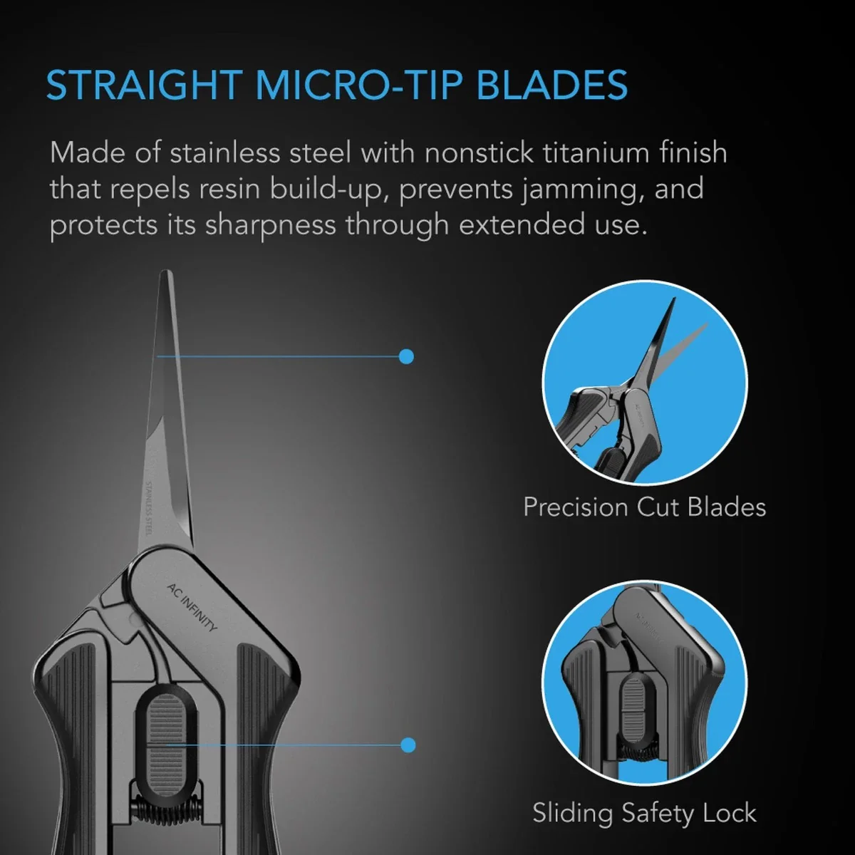 Stainless Steel Pruning Shear With Cleaning Kit, Ergonomic Lightweight, 6.6” Straight Blades